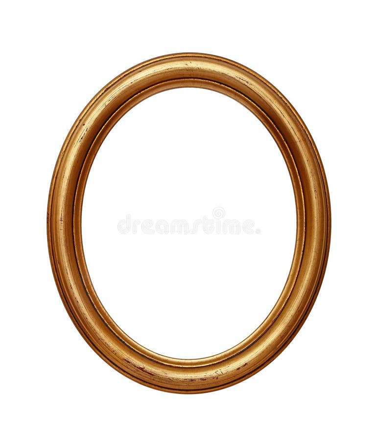Moldura para retrato redonda oval dourada do vintage