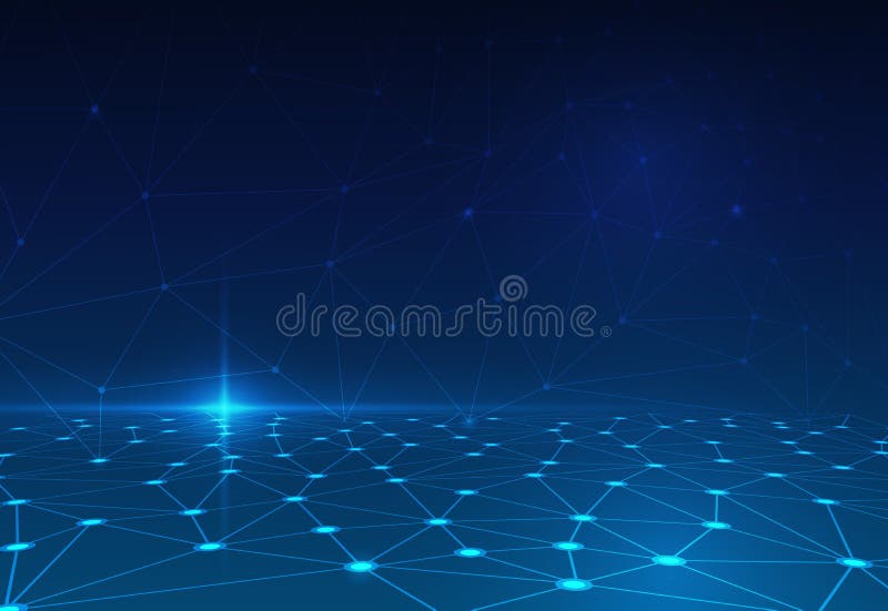 Molecola astratta su fondo blu scuro rete per il concetto futuristico di tecnologia illustrazione vettoriale