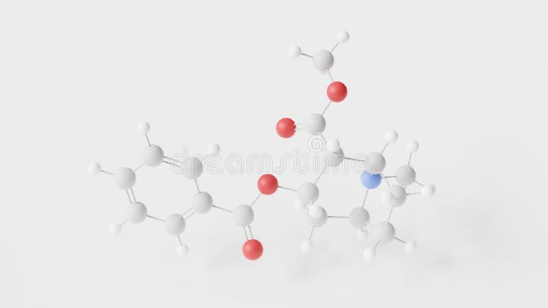 cocaine molecule 3d, molecular structure, ball and stick model, structural chemical formula cns stimulant. cocaine molecule 3d, molecular structure, ball and stick model, structural chemical formula cns stimulant.