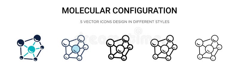 Molecular configuration icon in filled, thin line, outline and stroke style. Vector illustration of two colored and black stock illustration