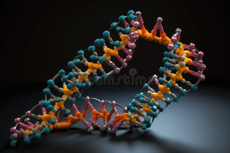 Molecular Model of Dna Double Helix, with Complementary Bases Shown in