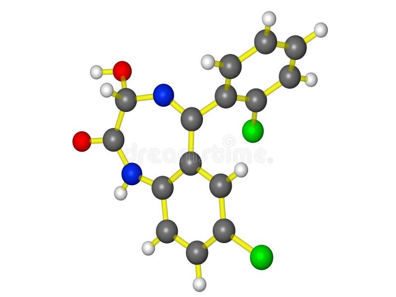 Molecular model of lorazepam royalty free illustration
