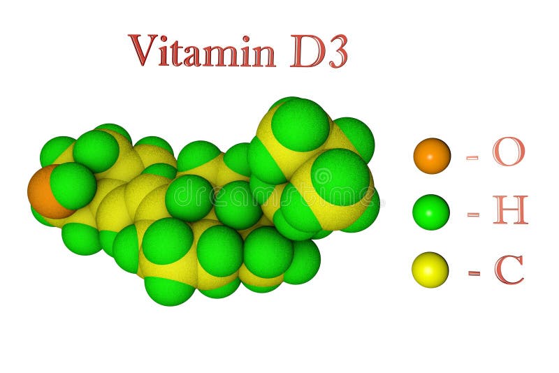 Molecular model of vitamin D3, cholecalciferol. Scientific background. 3d illustration vector illustration Molecular model of vitamin D3, cholecalciferol. Scientific background. 3d illustration vector illustration