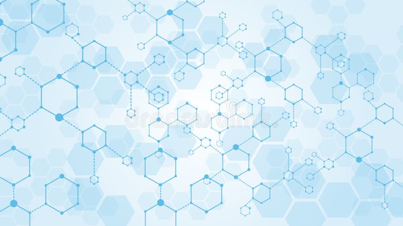 Molecular structure. Medicine researching, DNA or chemistry science. Biotechnology presentation template vector stock illustration