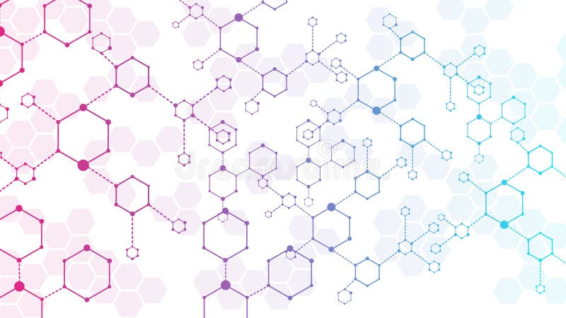 Molecular structure. Medicine researching, DNA or chemistry science. Biotechnology presentation template vector stock illustration