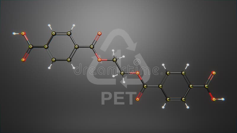 Molecular structure of Polyethylene terephthalate PET plastic polymer royalty free illustration