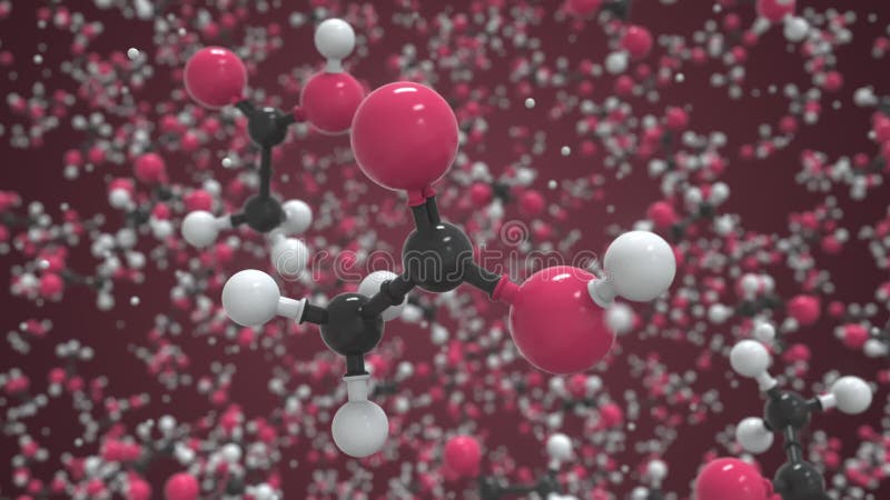 Molecule of acetic acid. Molecular model, looping seamless 3d animation vector illustration