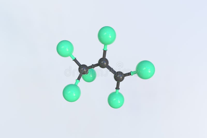 Molecule of Hexachloropropene, Isolated Molecular Model. 3D Rendering ...