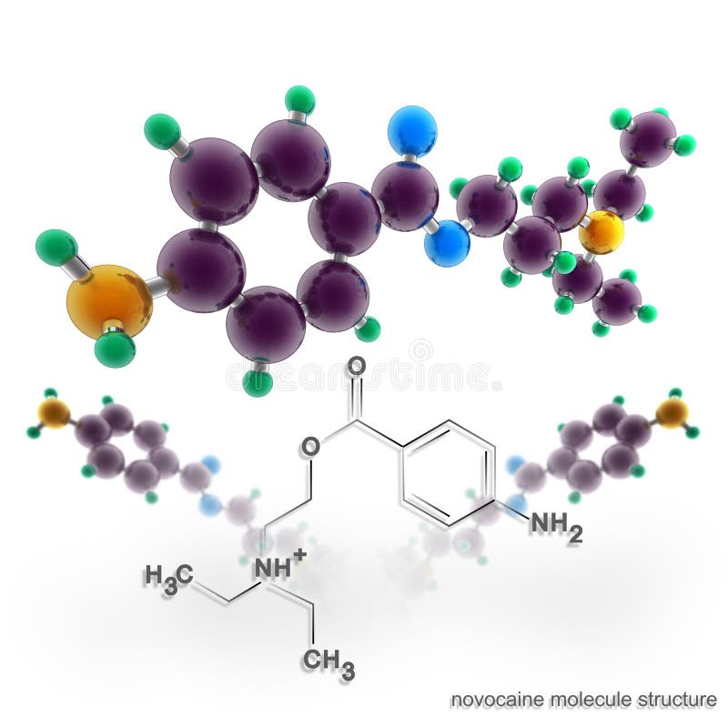 Molecule structure of novocaine stock illustration