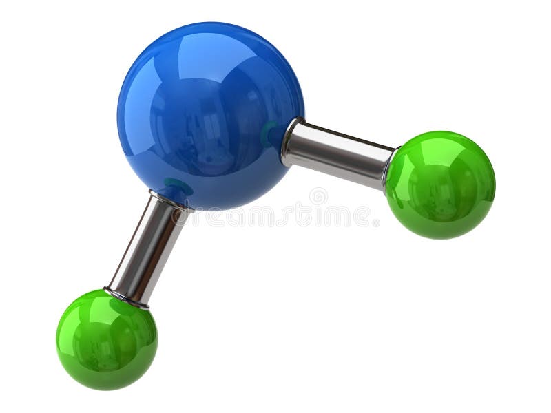 Molecule of water isolated on white background. Oxygen molecule blue illustrations