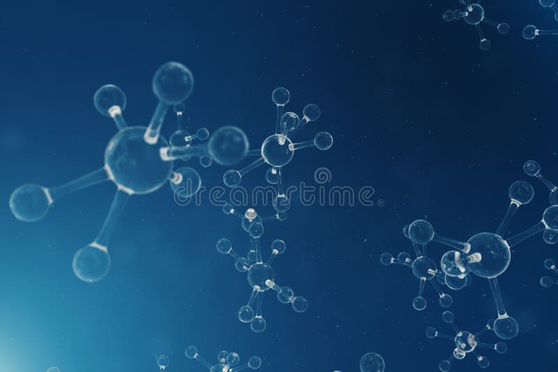 Molecules, atoms bacground. Medical background for banner or flyer. Molecular structure at the atomic level, 3D illustration