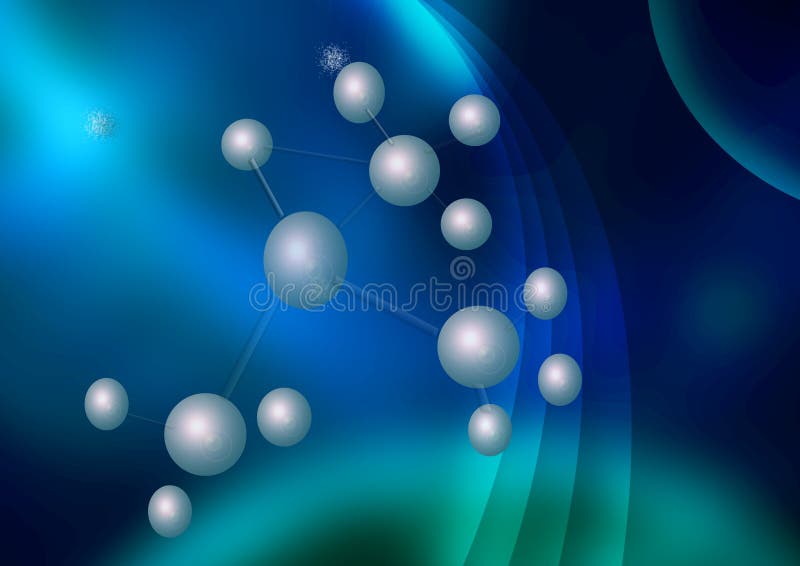 Molecules on blue background