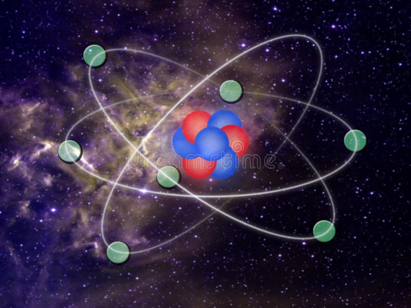 Blue white and green molecules in a solar system. Blue white and green molecules in a solar system