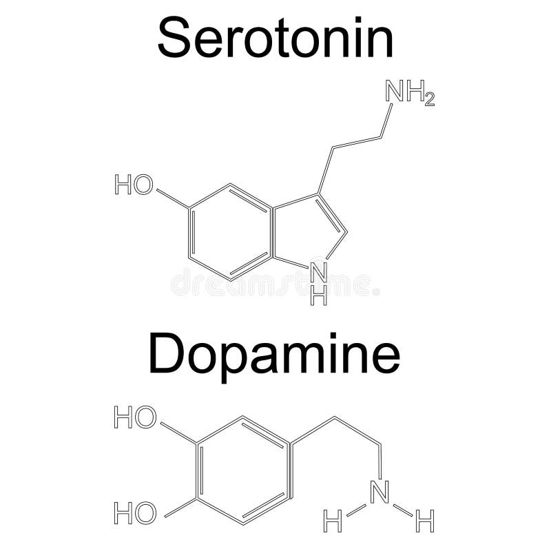 Molecuul serotonine en dopamine. Raster royalty-vrije illustratie