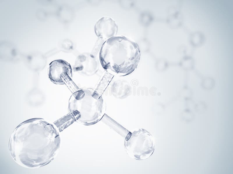 The blue and white background with transparent molecules. The blue and white background with transparent molecules