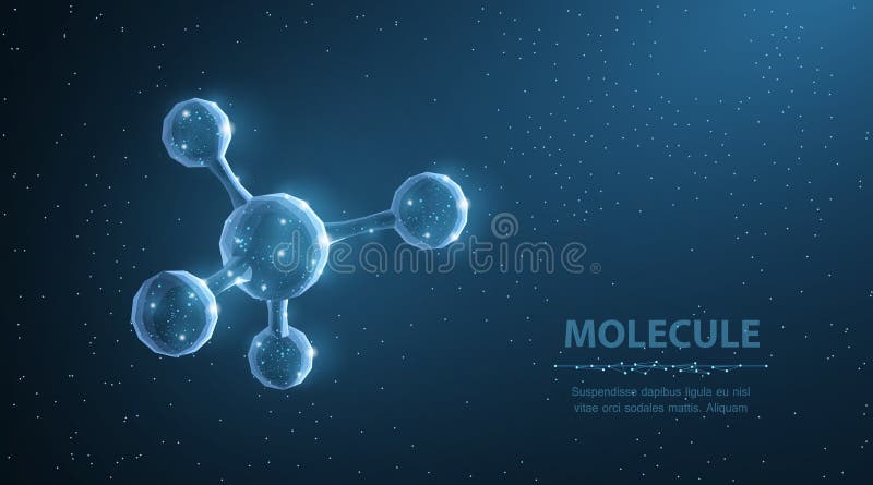 Molekül Abstrakte futuristische Mikromolekülstruktur mit Bereich auf blauem Hintergrund lizenzfreie abbildung