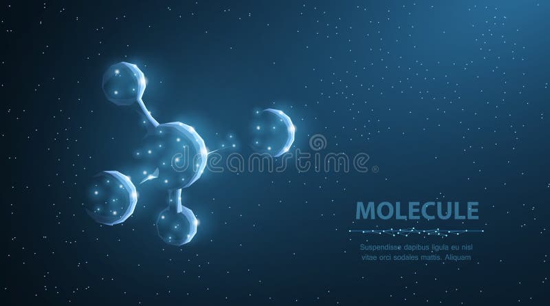 Molekül Abstrakte futuristische Mikromolekülstruktur mit Bereich auf blauem Hintergrund stock abbildung