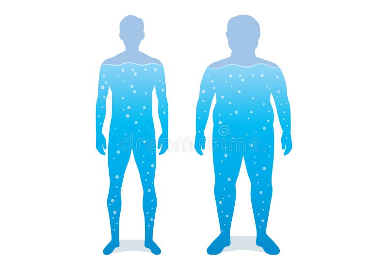 Molhe no corpo da diferença entre o homem escultural e a gordura