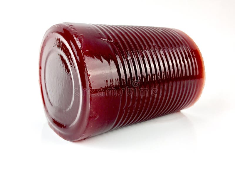 Canned cranberry sauce on white background. Canned cranberry sauce on white background