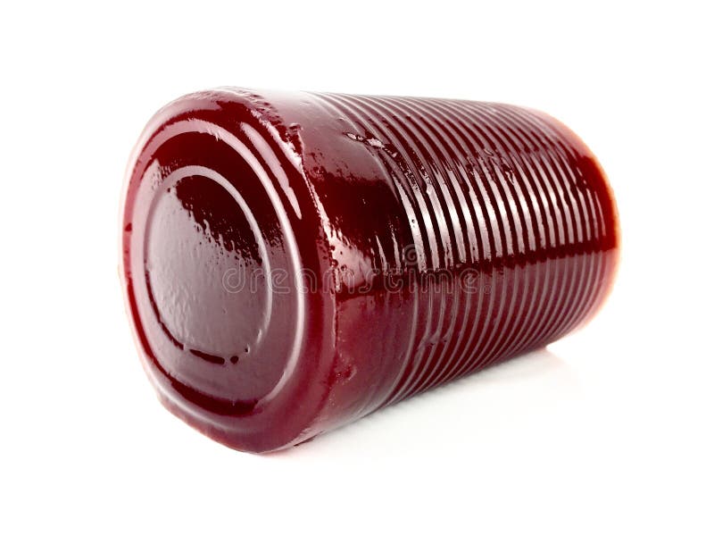 Canned, jellied cranberry sauce against a white background. Canned, jellied cranberry sauce against a white background