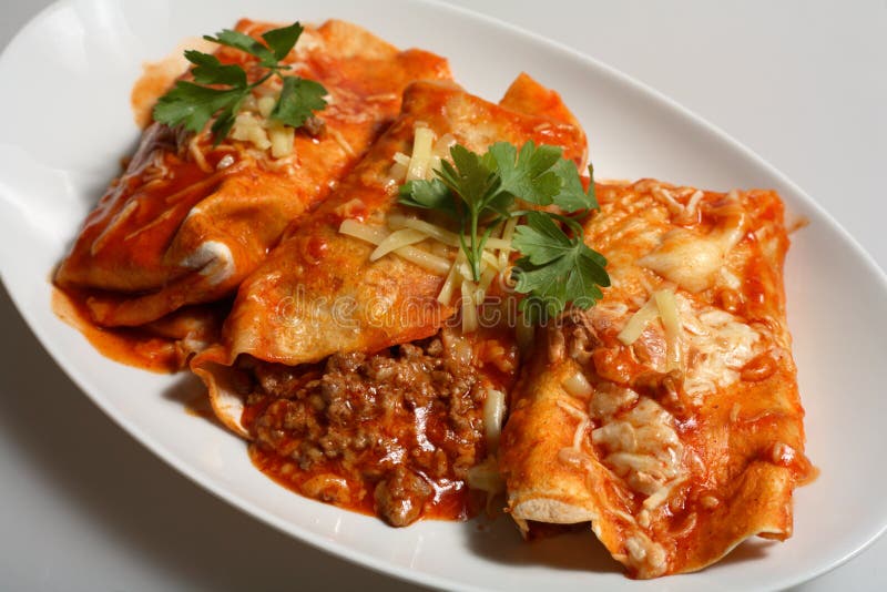 Molho De Queijo Da Carne Dos Enchiladas Imagem de Stock Imagem de