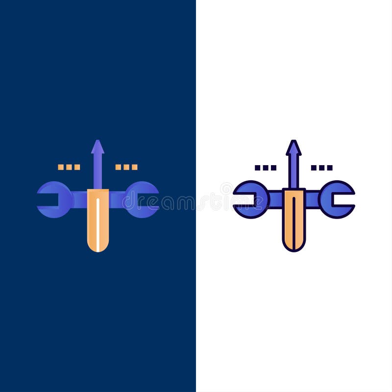 Moln som beräknar, skruvmejsel som bearbetar symboler Lägenheten och linjen fylld symbol ställde in blå bakgrund för vektorn vektor illustrationer Moln som beräknar, skruvmejsel som bearbetar symboler Lägenheten och linjen fylld symbol ställde in blå bakgrund för vektorn vektor illustrationer