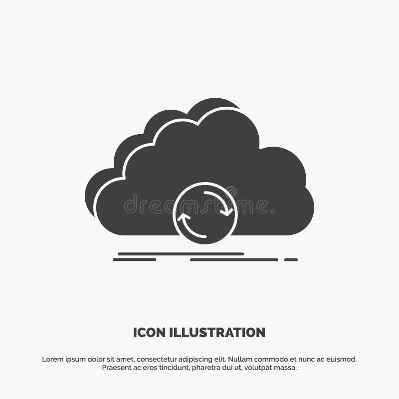 Moln som syncing, synkronisering, data, synkroniseringssymbol gr? tt symbol f? r sk? ravektor f? r UI och UX, website eller mobil app stock illustrationer