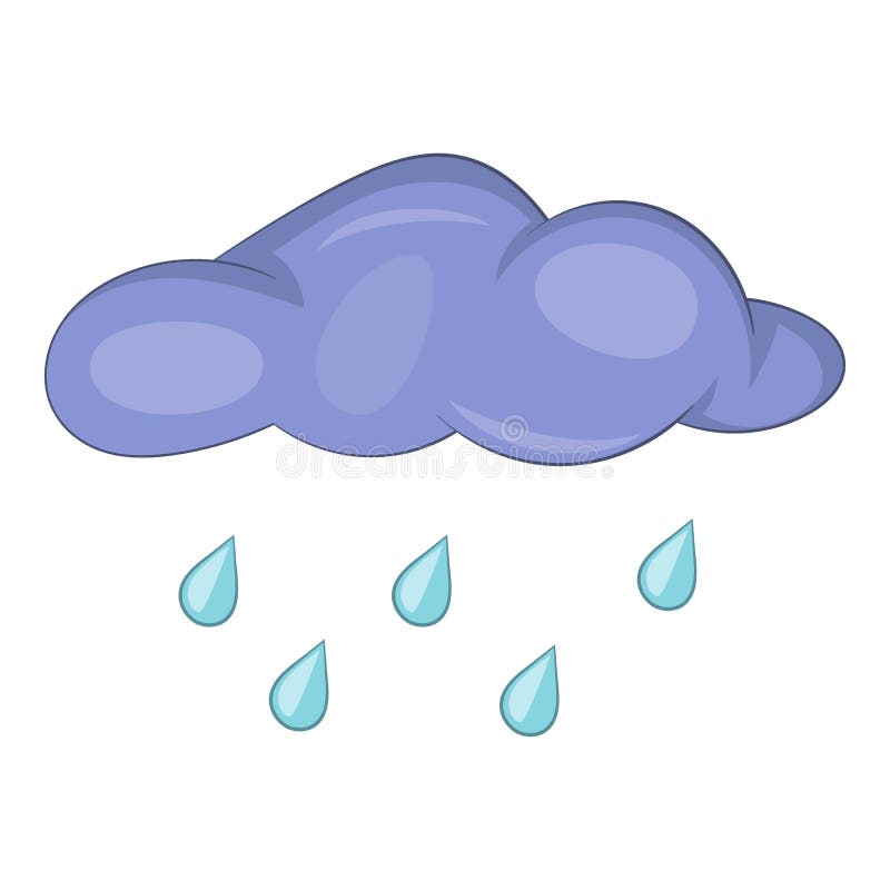 Molnet Med Regn Tappar Symbolen, Tecknad Filmstil Vektor Illustrationer ...