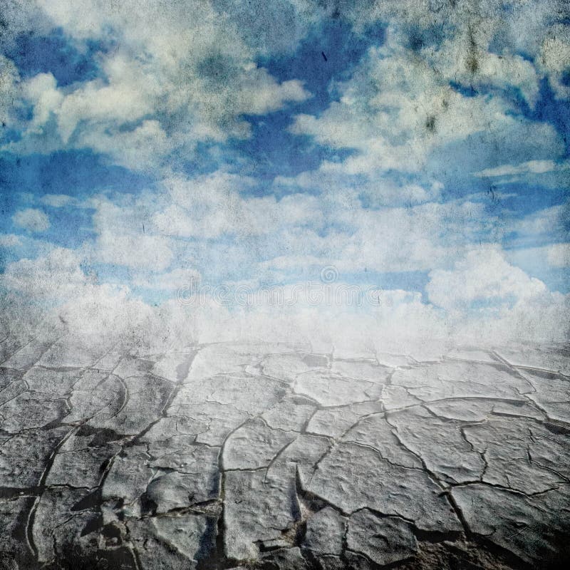 Droughts desert and cloudy sky over grunge background. Droughts desert and cloudy sky over grunge background