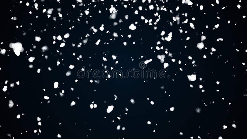Molti fiocchi di neve cadono casualmente lentamente in aria Rendering 3d generato dal computer su sfondo nero illustrazione vettoriale