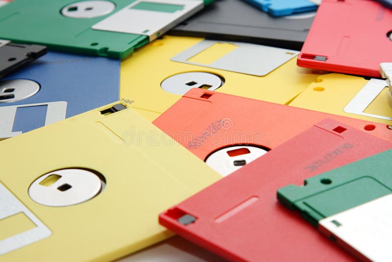 Una Zona Con Il Dischetto Molti Hanno Colorato Il Dischetto Di Calcolatore Immagine Stock