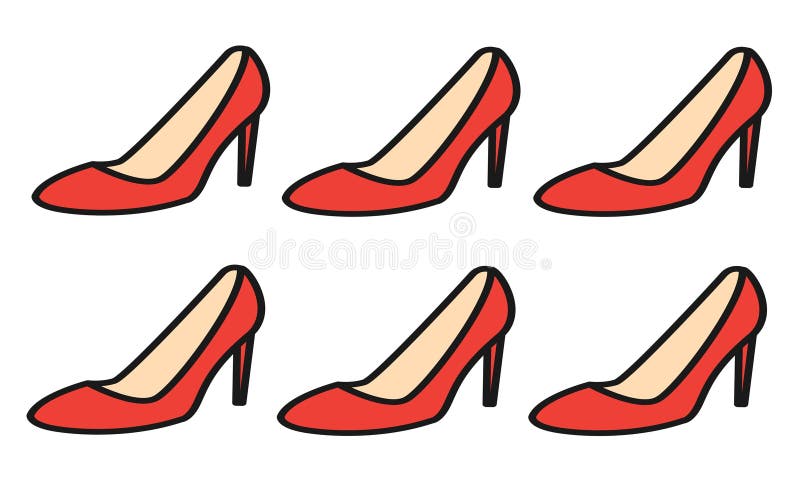 Molti pezzi di scarpe rosse ad alta altezza su uno sfondo bianco royalty illustrazione gratis