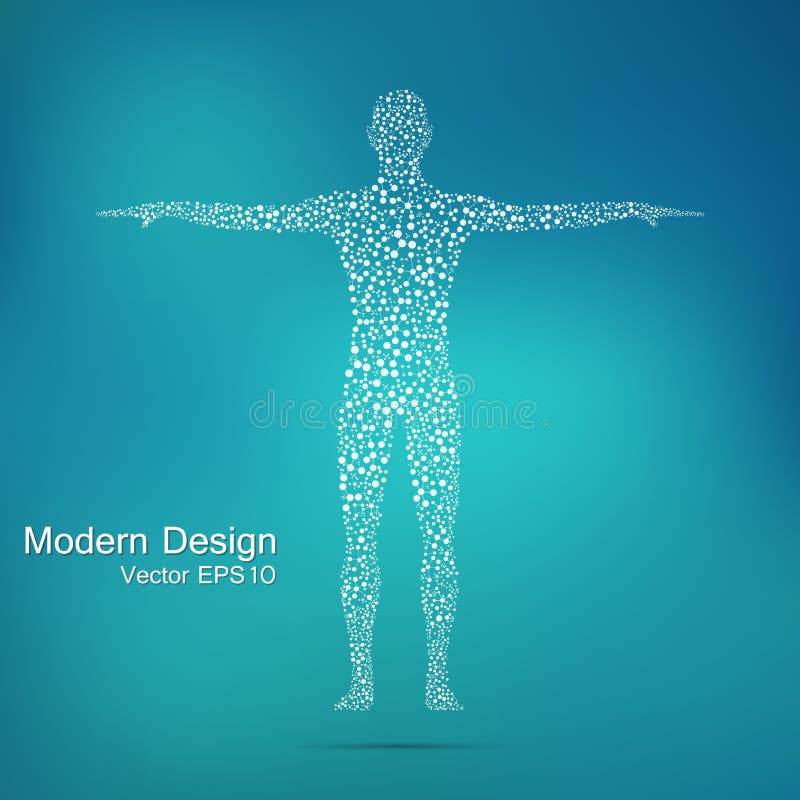 Molécula de la estructura del hombre DNA del cuerpo humano del modelo abstracto Medicina, ciencia y tecnología