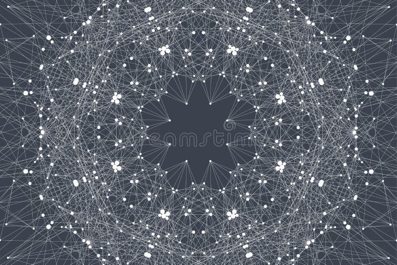 Molécula gráfica geométrica e comunicação do fundo Linhas conectadas com pontos Conceito da ciência, química ilustração royalty free Molécula gráfica geométrica e comunicação do fundo Linhas conectadas com pontos Conceito da ciência, química ilustração royalty free