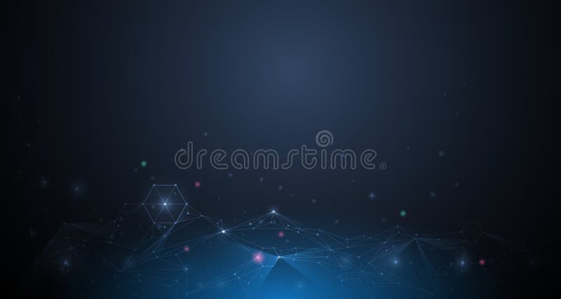 Moléculas abstratas da ilustração Vector a tecnologia de comunicação da rede do projeto na obscuridade - fundo azul ilustração royalty free Moléculas abstratas da ilustração Vector a tecnologia de comunicação da rede do projeto na obscuridade - fundo azul ilustração royalty free