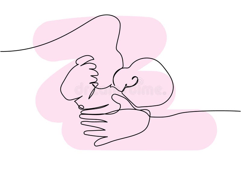 Colored hand sketch mother nursing baby Royalty Free Vector