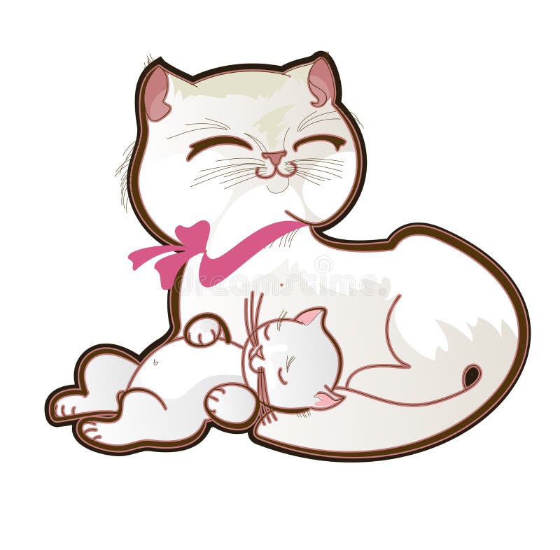 Mom - a cat and kitten - baby