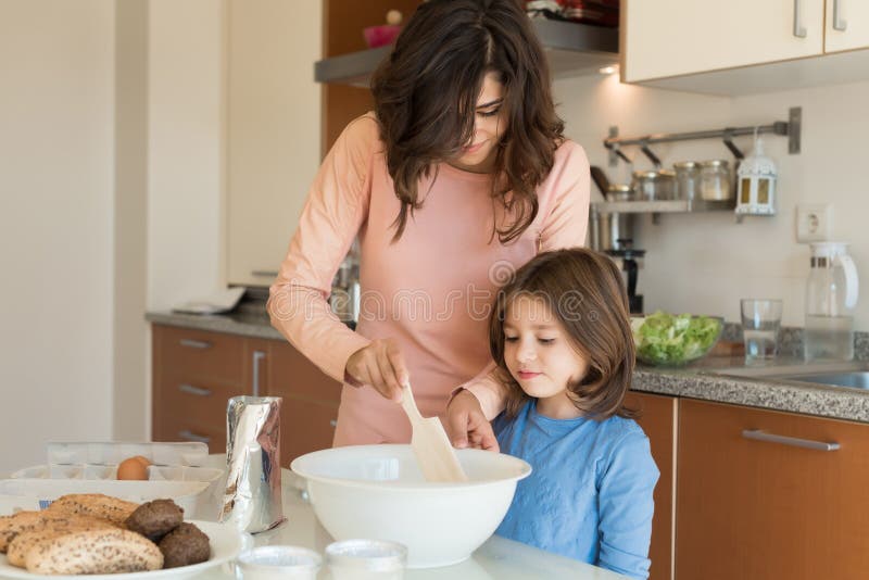 Mom And Daughter In Kitchen Stock Image Image Of Eggs Love 74256797 