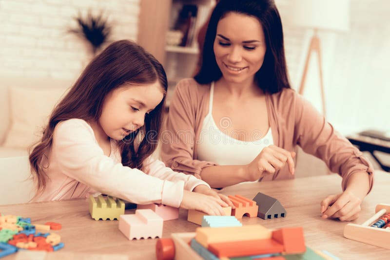 Moms teaching daughter