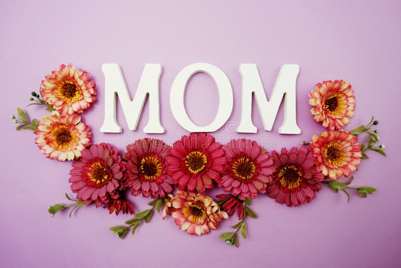 Mom And Flower Decoration Mother`s Day Background Stock Image - Image ...