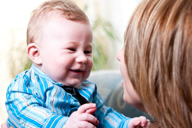 Mom and her cute, baby boy. royalty free stock photo