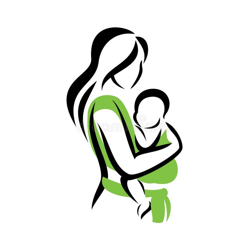 Download Mom Holding Her Baby In A Sling Stock Vector ...