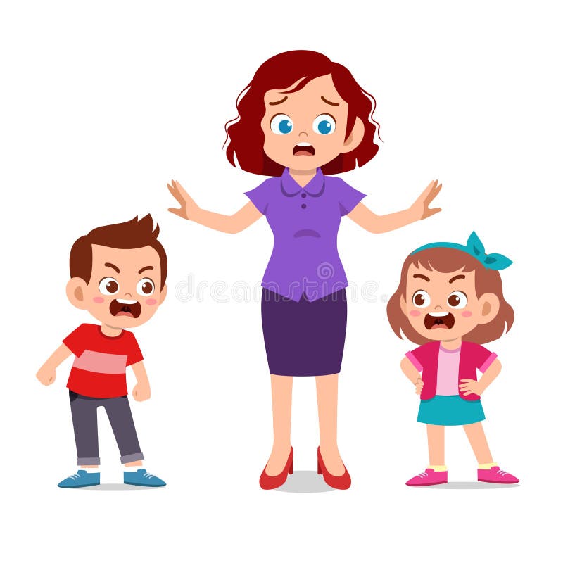 mom with kids fighting ague royalty free illustration mom with kids fighting ague royalty free illustration