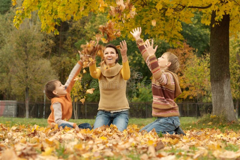 Mom with kids in park