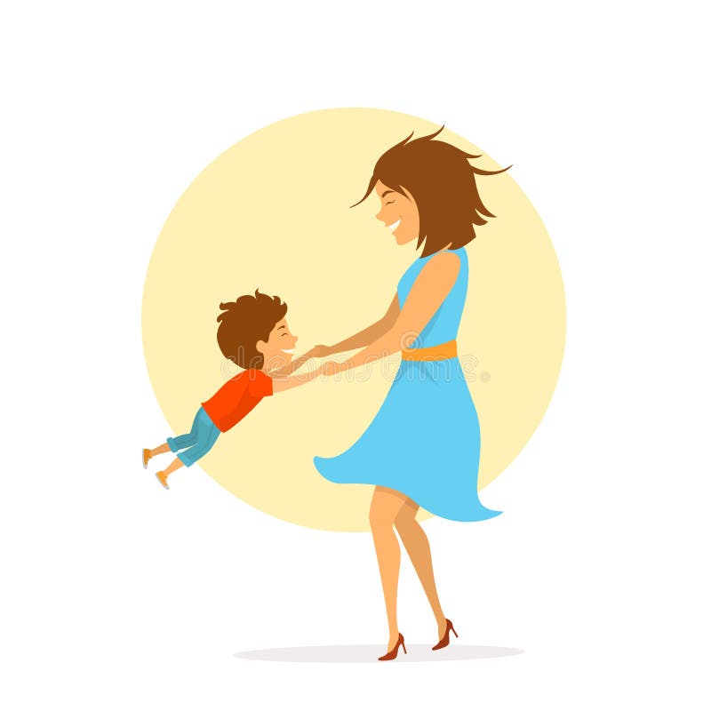 Mom and Son Playing Together, Having Fun, Cute Cartoon Isolated Vector  Illustration Mothers Day Stock Vector - Illustration of dance, holding:  114155829