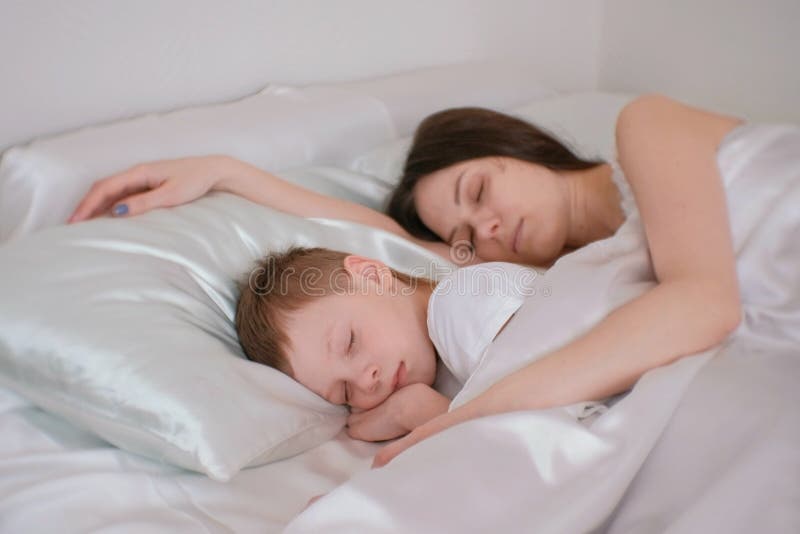 sleeping wife mom son