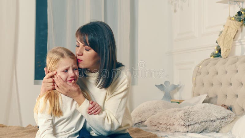 Mom Hugs Crying Little Girl 4k Movie Stock Footage Video of love Mom Hugs Crying Little Girl 4k Movie Stock Footage Video of love