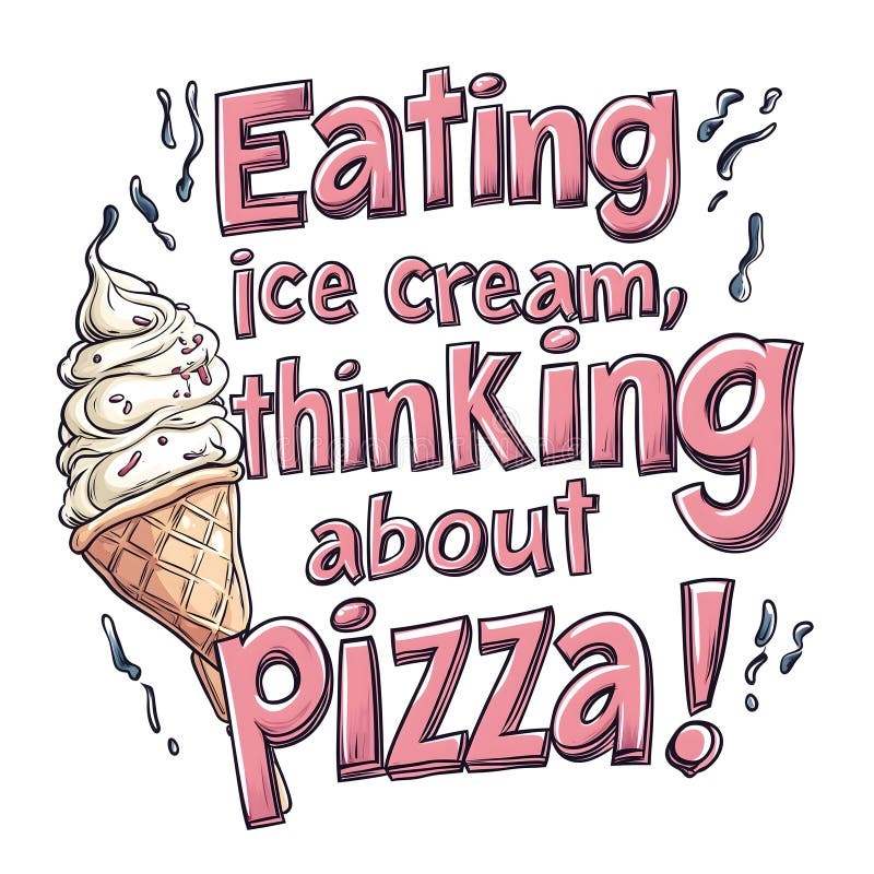 Momente dulci de indulgență și poftă : înghețată și pizza încântă simțurile Generative AI royalty free illustration