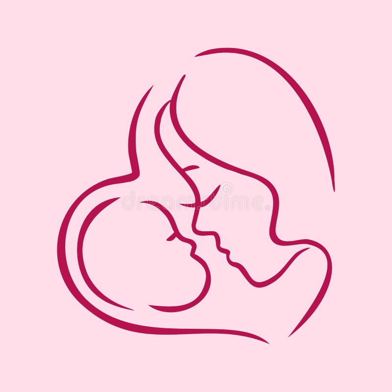 Momia con rojo del modelo del contorno del niño en corazón stock de ilustración Momia con rojo del modelo del contorno del niño en corazón stock de ilustración