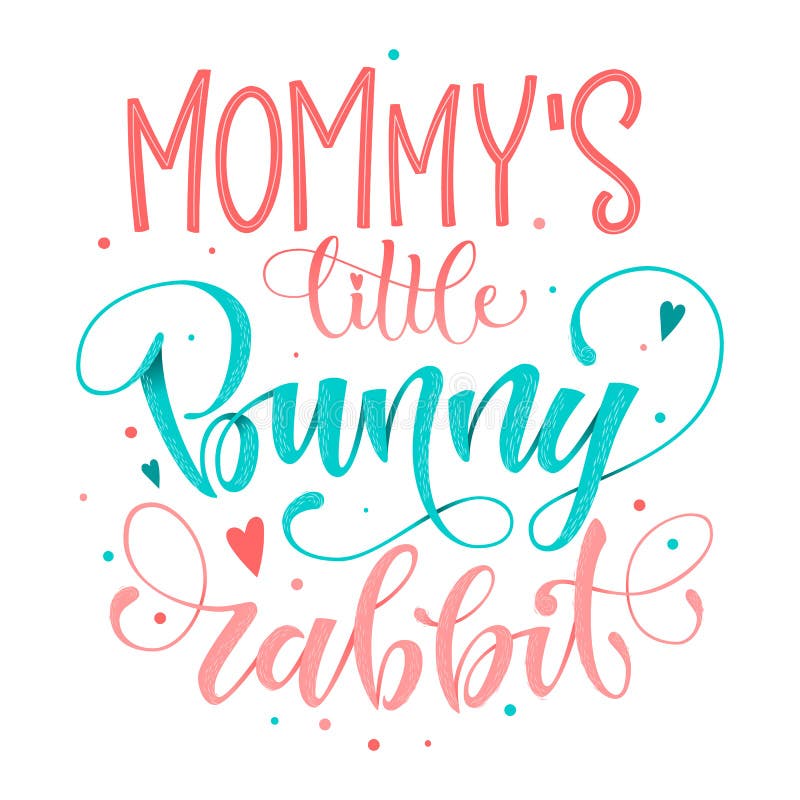 Premium Vector  Little bunny quotes set in pink, blue colors. hand draw  calligraphy script and grotesque lettering.